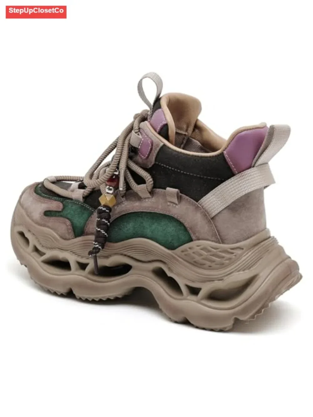 Women's Chunky Wedge Walking Shoes Platform Comfort Casual Lace-Up Non-Slip